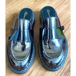Santoni Rose Gold Metallic/Mirror Sunset Loafer Mules NIB 7.5 38